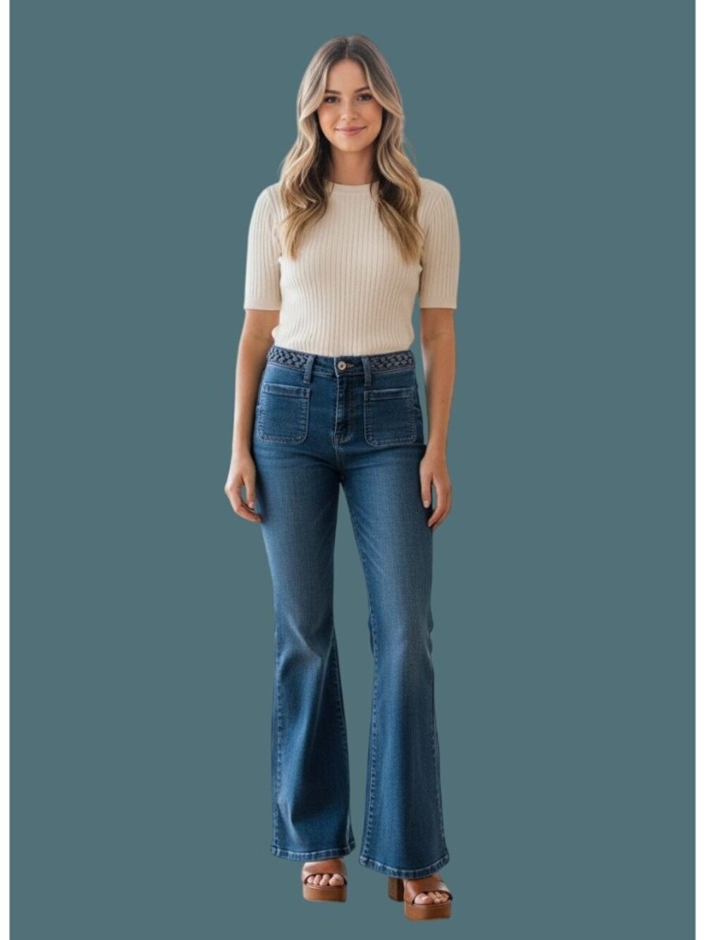 Celebrity Pink High Rise Flare Stretch Jeans Women Size 11/30 - Picture 2 of 12